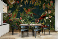 Vibrant Tropical Vintage Garden Wall Mural Design

