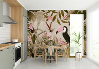 Enchanted tropical jungle mural for a bold wall design.

