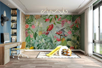Vintage garden mural with Eden-inspired lushness