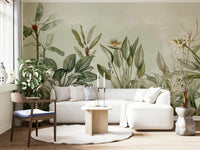 Refresh your room with this serene botanical mural.

