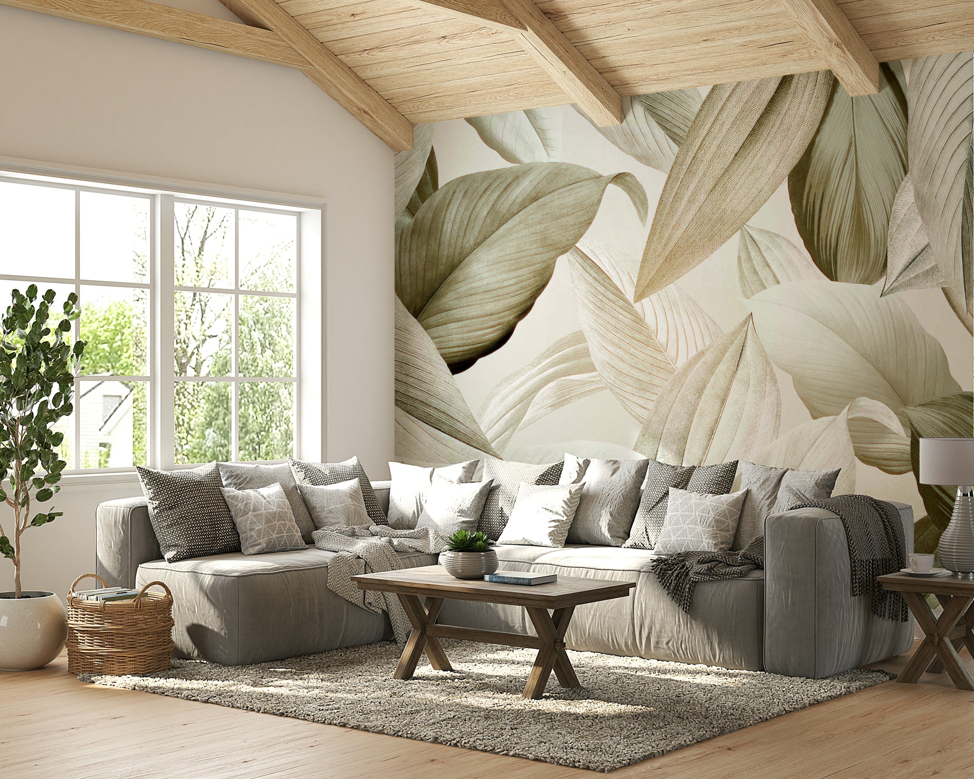 Whispering Leaves wall mural for peaceful rooms.

