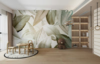 Serene Whispering Leaves mural for a calming space.

