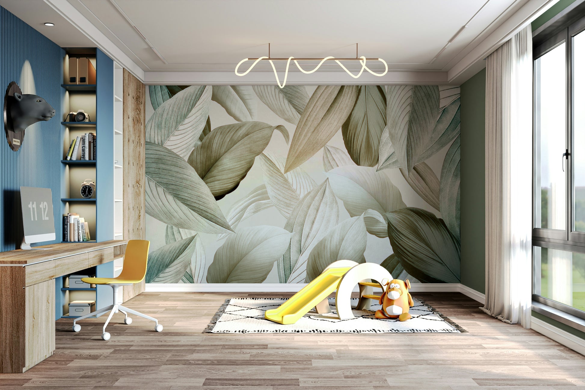 Nature-inspired Whispering Leaves mural for walls.

