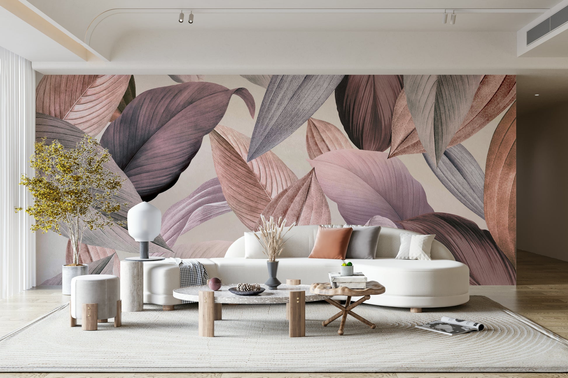 Calm and peaceful botanical wall mural for interiors

