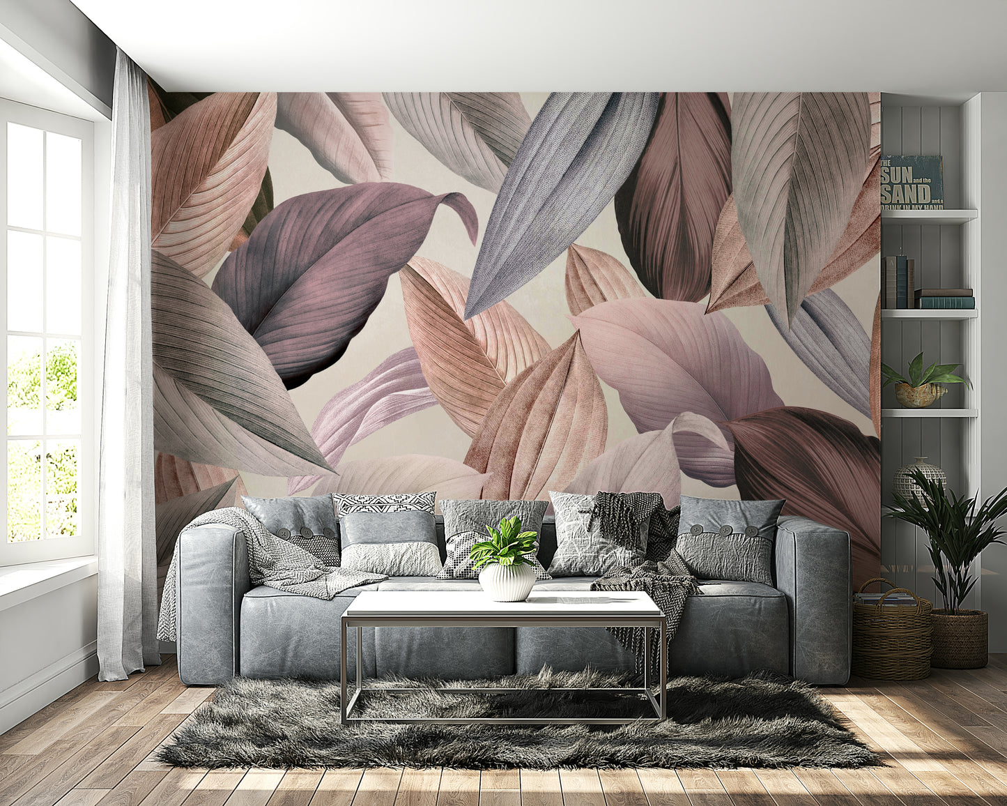 Lush botanical wall mural for a serene home feel

