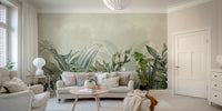 Bring the outdoors inside with a serene garden mural.

