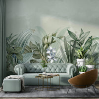 Nature-inspired mural with vibrant greenery.

