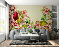 Rustic vintage botanical garden wall mural for bedrooms.


