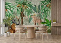 Vibrant exotic plants on tropical wall tapestry

