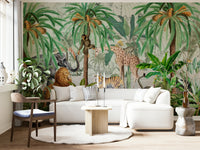 Exotic garden wall mural with lush greenery

