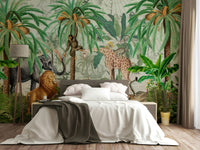 Nature-inspired tropical foliage wall mural design

