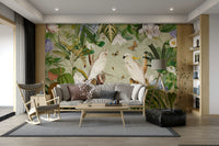 Botanical Explorers Wall Mural with lush greenery.

