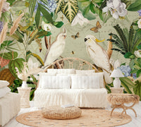 Elegant botanical explorers wall mural for rooms.

