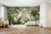 Lush greenery botanical mural for fresh interiors.

