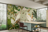 Vintage-inspired botanical wall mural for living rooms.

