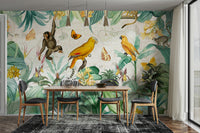 Detailed vintage tropical jungle scene for walls.

