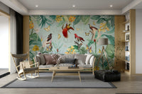 Eye-catching Birds of Paradise Wall Mural for Living Room.

