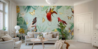 Vibrant Birds of Paradise Wall Mural for Living Room.

