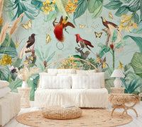 Stunning Birds of Paradise Wall Mural in Bold Colors.


