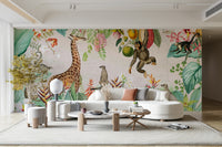 Exotic wildlife and plants in wall mural art

