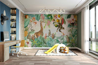 Bold botanical safari mural for modern homes

