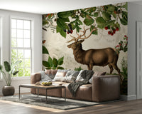 Fall-inspired wall mural with golden foliage.

