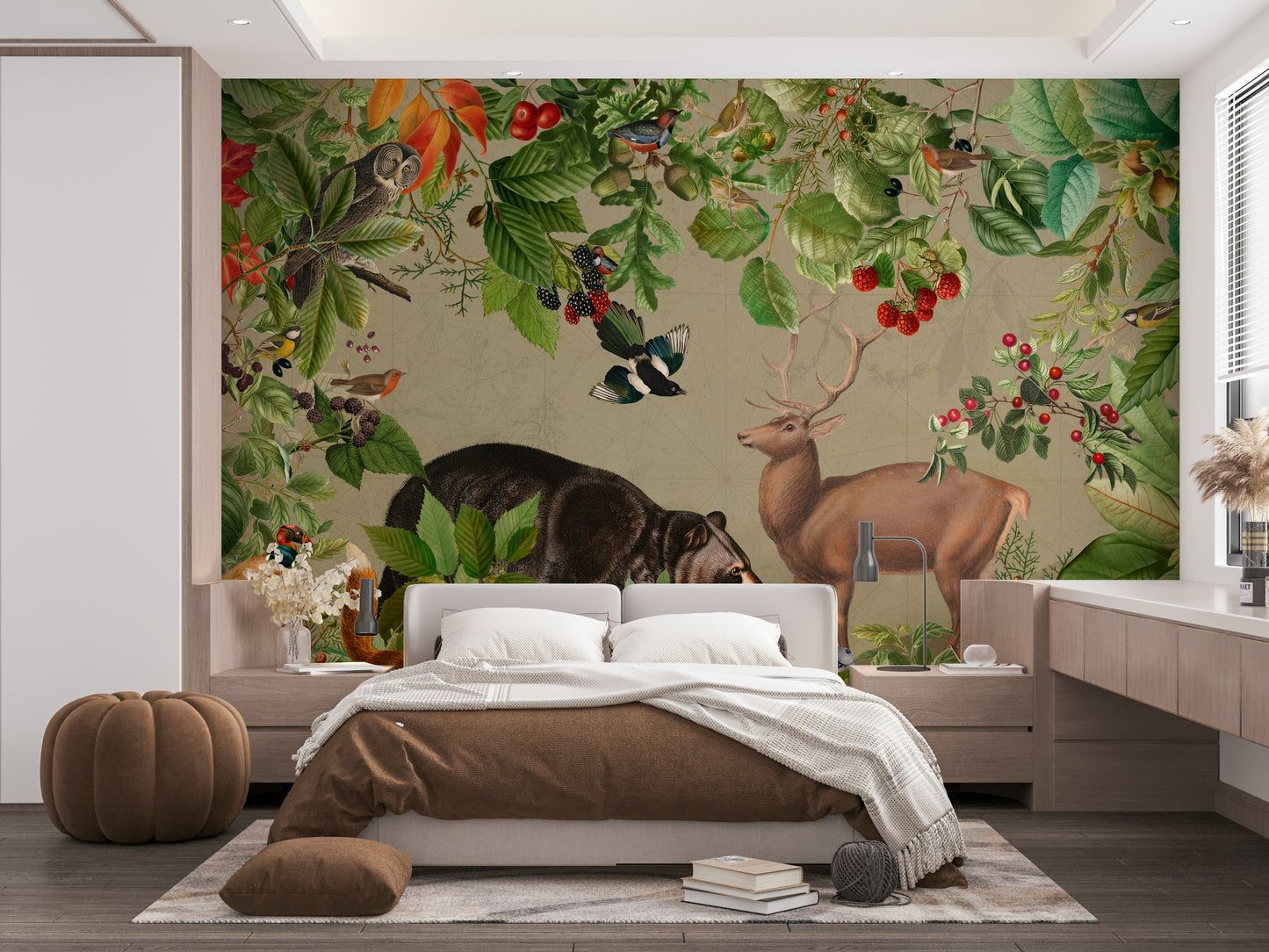 Serene forest wallpaper for calm interior spaces

