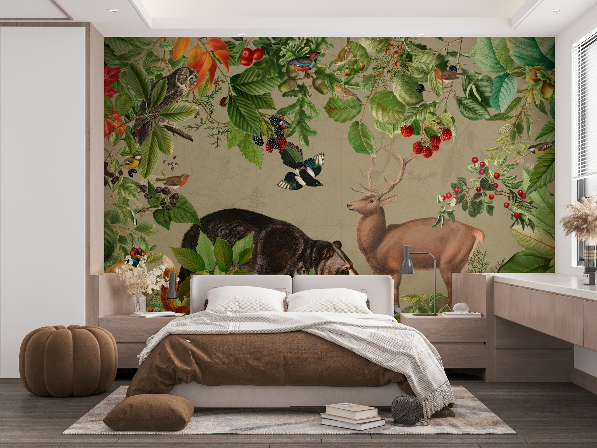 Serene forest wallpaper for calm interior spaces


