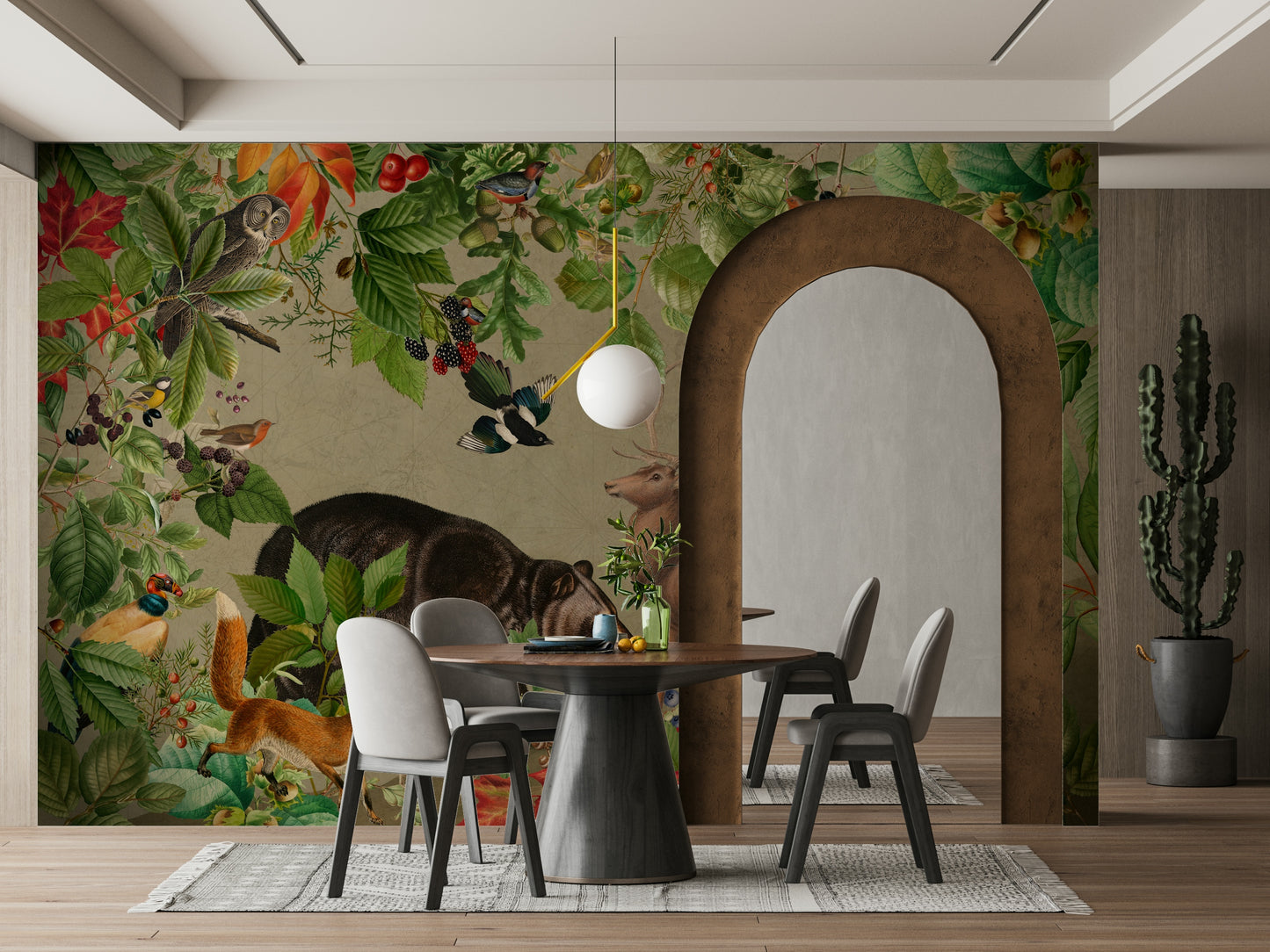 Artistic woodland design with layered textures

