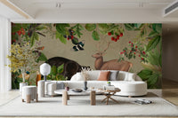 Hand-painted mural with wild trees and undergrowth

