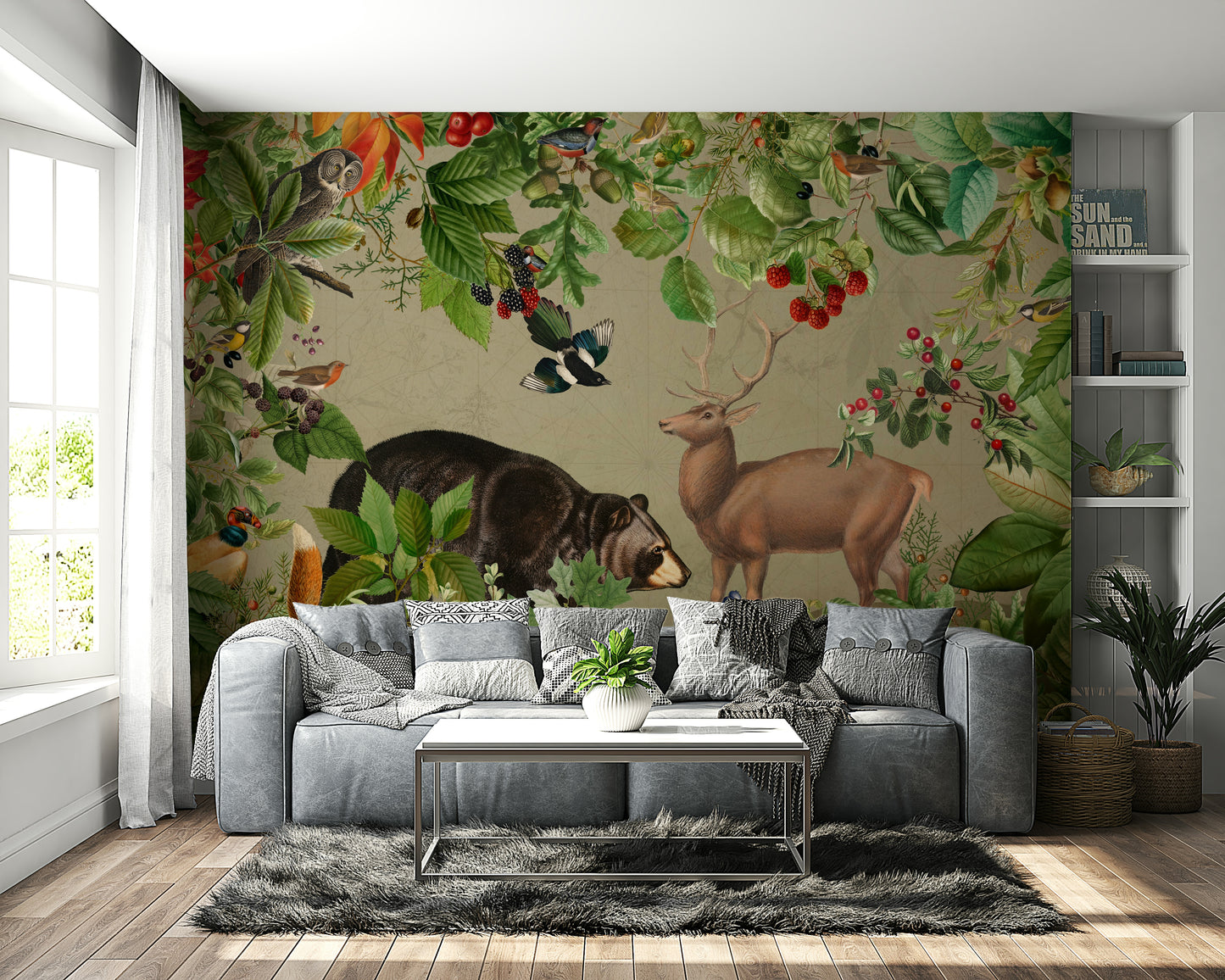 Nature-inspired mural with a dreamy wildwood scene


