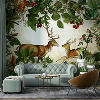 Warm-toned wall mural featuring autumn leaves

