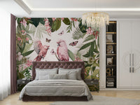 Artistic floral wallpaper in natural tones

