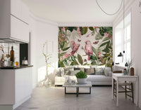 Romantic floral wall mural with vintage charm

