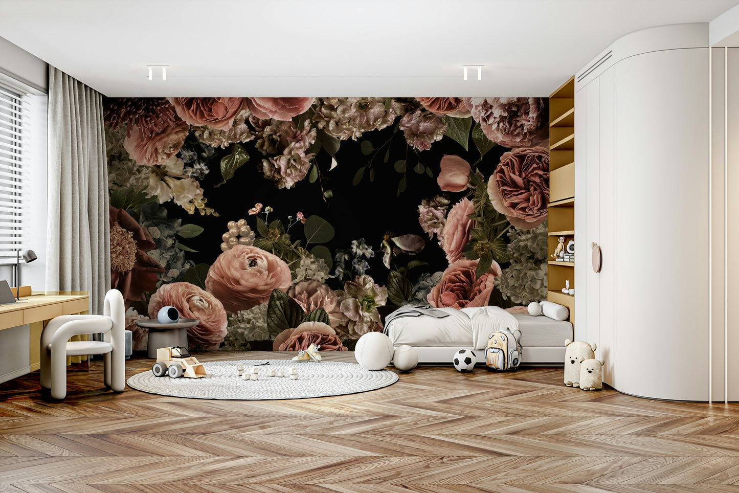 Elegant midnight flower design for statement walls

