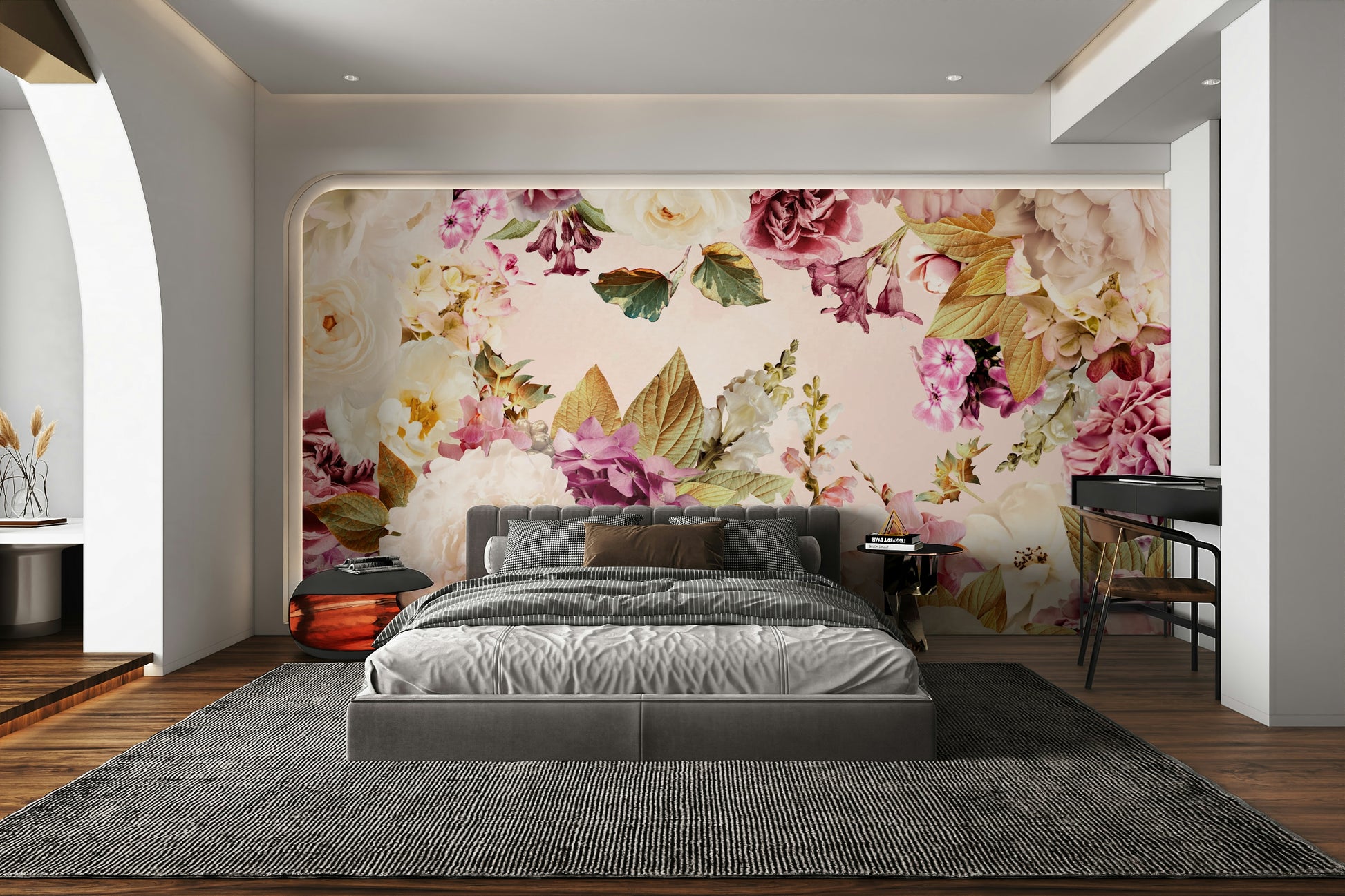 Soft floral wallpaper in garden-inspired style

