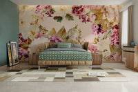 Vintage-style floral mural for cozy spaces

