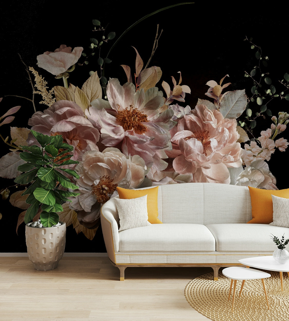 Romantic flower design with a dark backdrop

