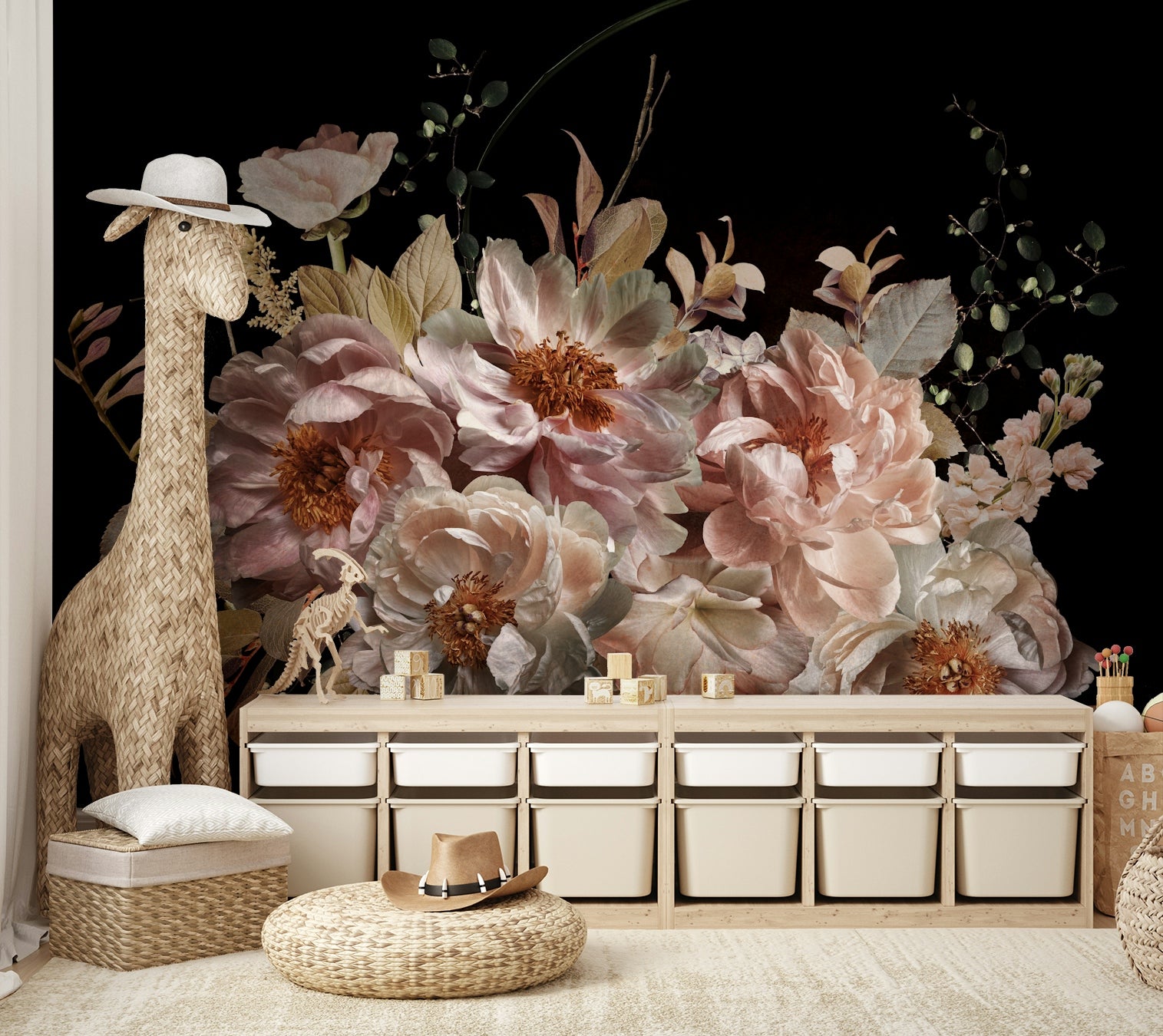 Rich floral pattern with midnight background

