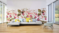 Lush strawberry wallpaper in botanical style

