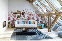 Artistic strawberry field wallpaper for interiors