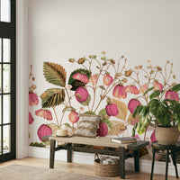 Nature-inspired wallpaper with strawberries