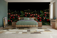 Romantic strawberry and floral wall design

