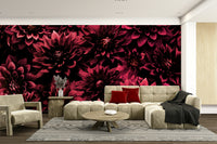 Sophisticated wall mural with bold dahlias

