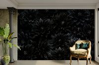 Moody floral wall design with a painterly style


