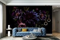 Artistic flower wall design in dark shades

