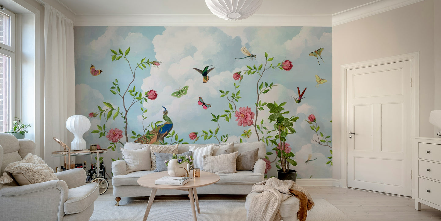 Painterly garden scene wall design

