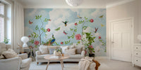 Painterly garden scene wall design

