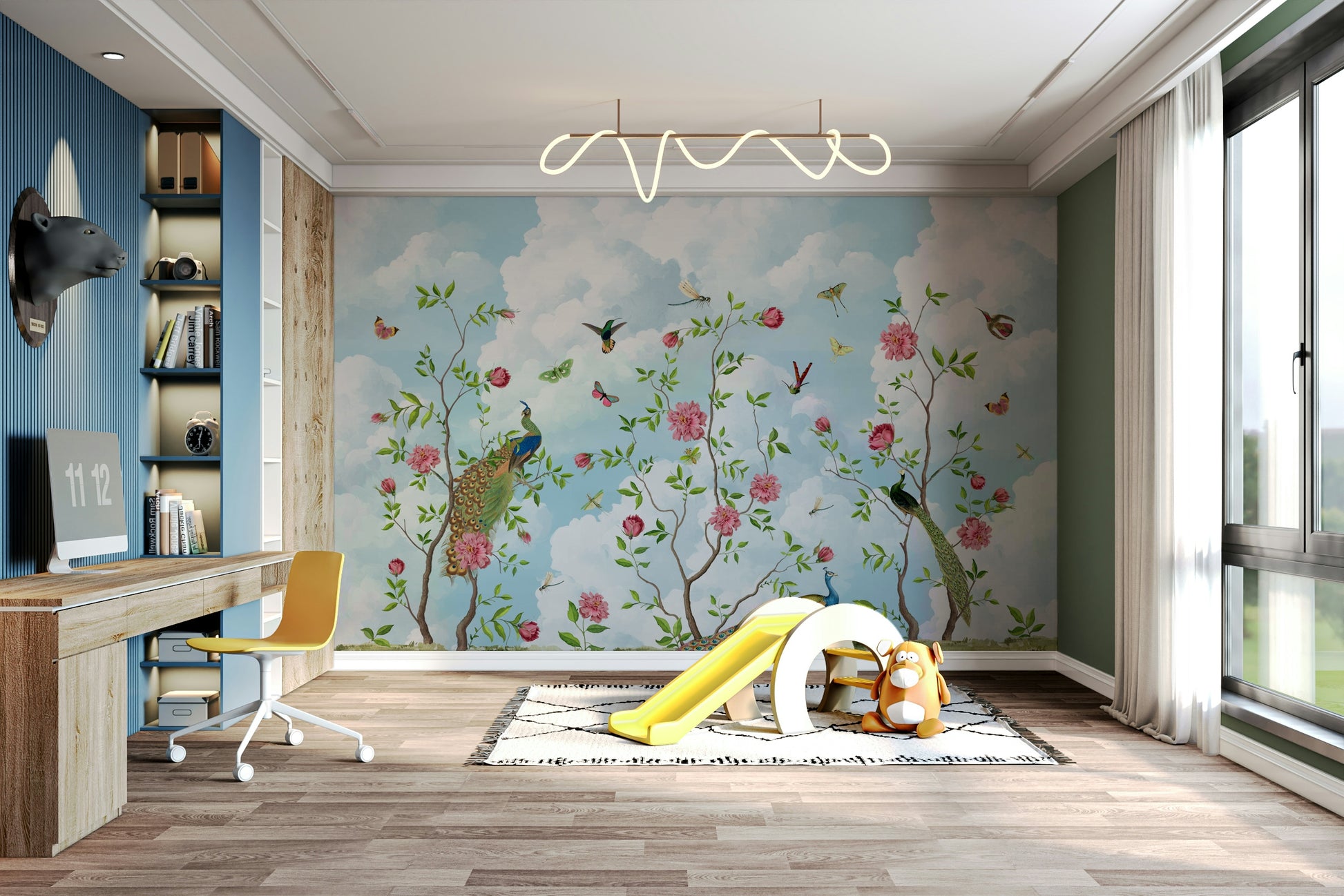 Lush floral mural for dreamy interior spaces

