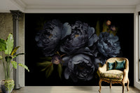 Deep navy blue artistic wall design

